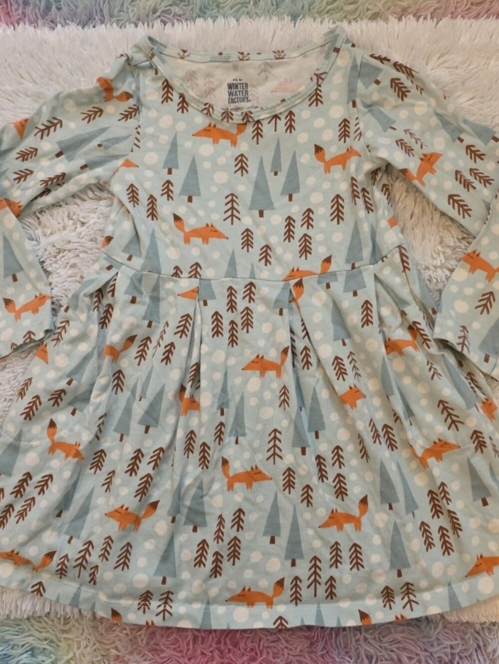 Winter water factory 3t organic cotton fox tree christmas winter fall dress